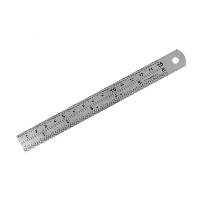 Standard Stainless Steel Metal Long Ruler with CM & Inch (15cm/ 6 inch,  30cm/12 inch