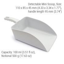 Detectable Square Scoops (Pack of 5) - Mini: 100 ml (3.51 fl oz) - White