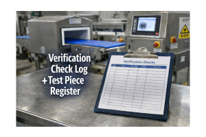 Metal Detector / X-ray Verification Check Log + Test Piece Control Register (with templates)